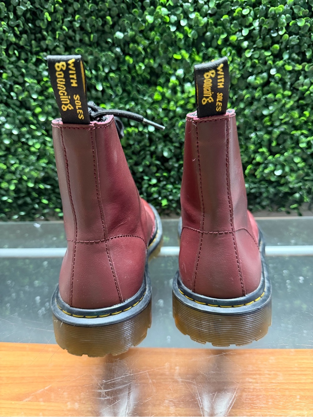 Dr. Martens Women's Burgundy Lace-Up Combat Boots - Picture 2 of 7